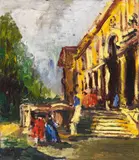 Ernst Hassebrauk, Venezianische Villa, Um 1950, Oil on canvas