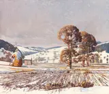 Josef Stoitzner, Wechselgebirge im Vorfrühling, Wohl um 1920, Oil on canvas
