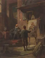 Der Maler by Carl Spitzweg, Um 1860, Oil on cardboard, sold Nov 2018
