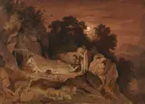 Ludwig Richter, Hirten am Feuer (Abendlandschaft)