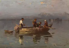 Josef Wopfner, Chiemseefischer, Wohl 1896, Oil on panel
