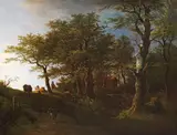 Max Joseph Wagenbauer, Lichte Waldlandschaft mit Vieh und Hirten, 1807, Oil on canvas