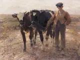 Heinrich von Zügel, Hirte mit Jungrindern auf der Heide