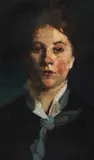 Wilhelm Trübner, Mädchen mit weißem Kragen, en face