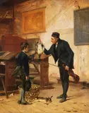 Gerard Portielje, Das Unterpfand für eine Geigenstunde, 1889, Oil on panel