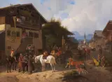 August Franz Schelver, Pferdemarkt in Partenkirchen, 1837, Oil on canvas