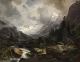Carl Hummel, Tal mit Bergbach, Um 1860, Oil on paper