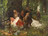 Ferdinand Leeke, Schneewittchen, Wohl um 1890, Oil on panel