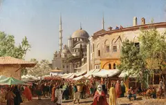 Marktstraße in Konstantinopel mit Hagia Sophia by Harald Jerichau, Ca. 1875, Oil on canvas, sold Nov 2018