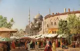 Harald Jerichau, Marktstraße in Konstantinopel mit Hagia Sophia, Ca. 1875, Oil on canvas