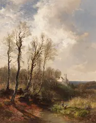 Joseph Wenglein, Kinder am Isarhochufer mit Blick auf Burg Grünwald, 1890, Oil on canvas