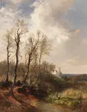 Joseph Wenglein, Kinder am Isarhochufer mit Blick auf Burg Grünwald