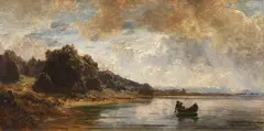 Eduard Schleich d. J., Abendliche Überfahrt, Wohl um 1870, Oil on panel