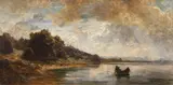 Eduard Schleich d. J., Abendliche Überfahrt, Wohl um 1870, Oil on panel