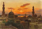 Carl Wuttke, Kairo im Abendlicht, Nach 1889, Oil on panel