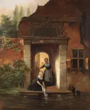 Johannes Anthonie Balthazar Stroebel, Bei der Wäsche, Wohl um 1860, Oil on canvas