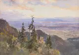 Edward Theodore Compton, An der Benediktenwand (Blick auf Schlehdorf und den Kochelsee?)