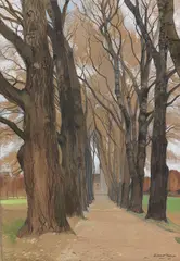 Rudolf Sieck, Allee zur Kirche, 1903, Pastel