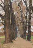 Rudolf Sieck, Allee zur Kirche, 1903, Pastel