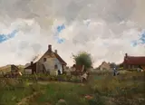 Helmuth Liesegang, Landschaft mit Bauernhäusern, 1884, Oil on canvas