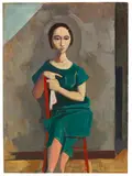 Karl Hofer, Im grünen Kleid, 1943, Oil on panel