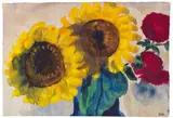 Sonnenblumen und rote Blüten by Emil Nolde, Um 1930/1935, Watercolor, sold Jun 2018