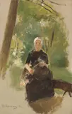 Max Liebermann, Junge Mutter unter Bäumen