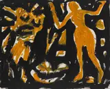 Dany in London mit Dämon by A. R. Penck, 1989, Oil on canvas, sold Jun 2018