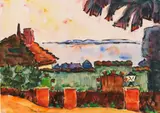 Gehöft an der Bucht by Karl Schmidt-Rottluff, 1963, Watercolor, sold Jun 2018
