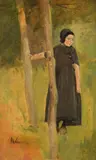 Max Liebermann, Kind unter Bäumen - Studie zu den "Spielenden Kindern", 1882, Oil