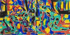 Luciano Castelli, DOGS (Diptychon), 1981, Oil on canvas