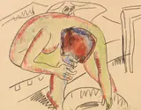 Sich waschender weiblicher Akt by Karl Schmidt-Rottluff, 1913, Watercolor, sold Jun 2018
