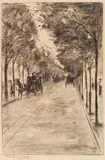 Lesser Ury, Allee im Tiergarten, Berlin, 1919, Charcoal drawing