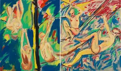 Salomé, Gemeinschaftsarbeit mit Luciano Castelli. Seiltänzer (Diptychon), 1979, Acrylic