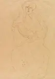 Gustav Klimt, Im Lehnstuhl Sitzende von vorne, Um 1904, Chalks