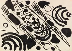 Ernst Wilhelm Nay, Rhythmische Komposition, 1955, Brush and India ink drawing