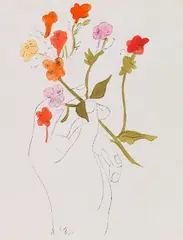 Hand and Flowers by Andy Warhol, 1957, Offset lithograph, sold Jun 2018