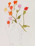 Andy Warhol, Hand and Flowers, 1957, Offset lithograph