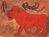 A. R. Penck, Der rote Löwe, Um 1995, Mixed media
