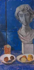 Joaquín Peinado, Stilleben mit Büste, 1949, Oil on canvas