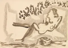 Gerhard Altenbourg, Im Liegestuhl, 1957, Brush and India ink