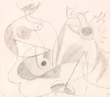 Ernst Wilhelm Nay, Frau und Hahn, 1948, Pencil drawing