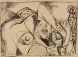 Ernst Wilhelm Nay, Mutter mit Kind im Herbst, 1946, Brush and India ink