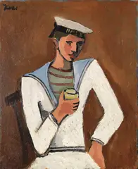 Helmut Kolle gen. vom Hügel, Jeune homme en tenue de marin, Um 1928/1930, Oil on canvas