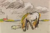 Emil Nolde, Pferd mit Fohlen, Um 1920, Pastel