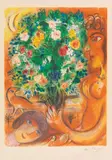 Frau mit Strauß (aus: Nizza und die Côte d'Azur) by Marc Chagall, 1967, Lithograph in colors, sold Jun 2018