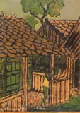Otto Mueller, Zwei Zigeunerkinder vor der Hütte, 1926/27, Lithograph in colors