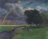 Otto Modersohn, Wiesenlandschaft nach dem Regen (tiefe Sonne)