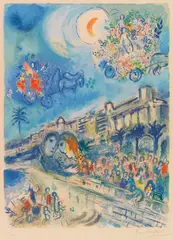 Bataille de fleurs by Marc Chagall, 1967, Lithograph in colors, sold Jun 2018