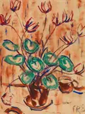 Alpenveilchen by Christian Rohlfs, 1918, Water-tempera, sold Jun 2018